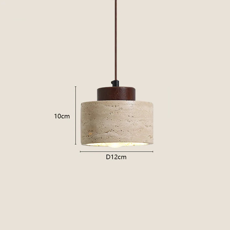 Suspension Travertin & Bois – Petite suspension wabi-sabi, 4 formes