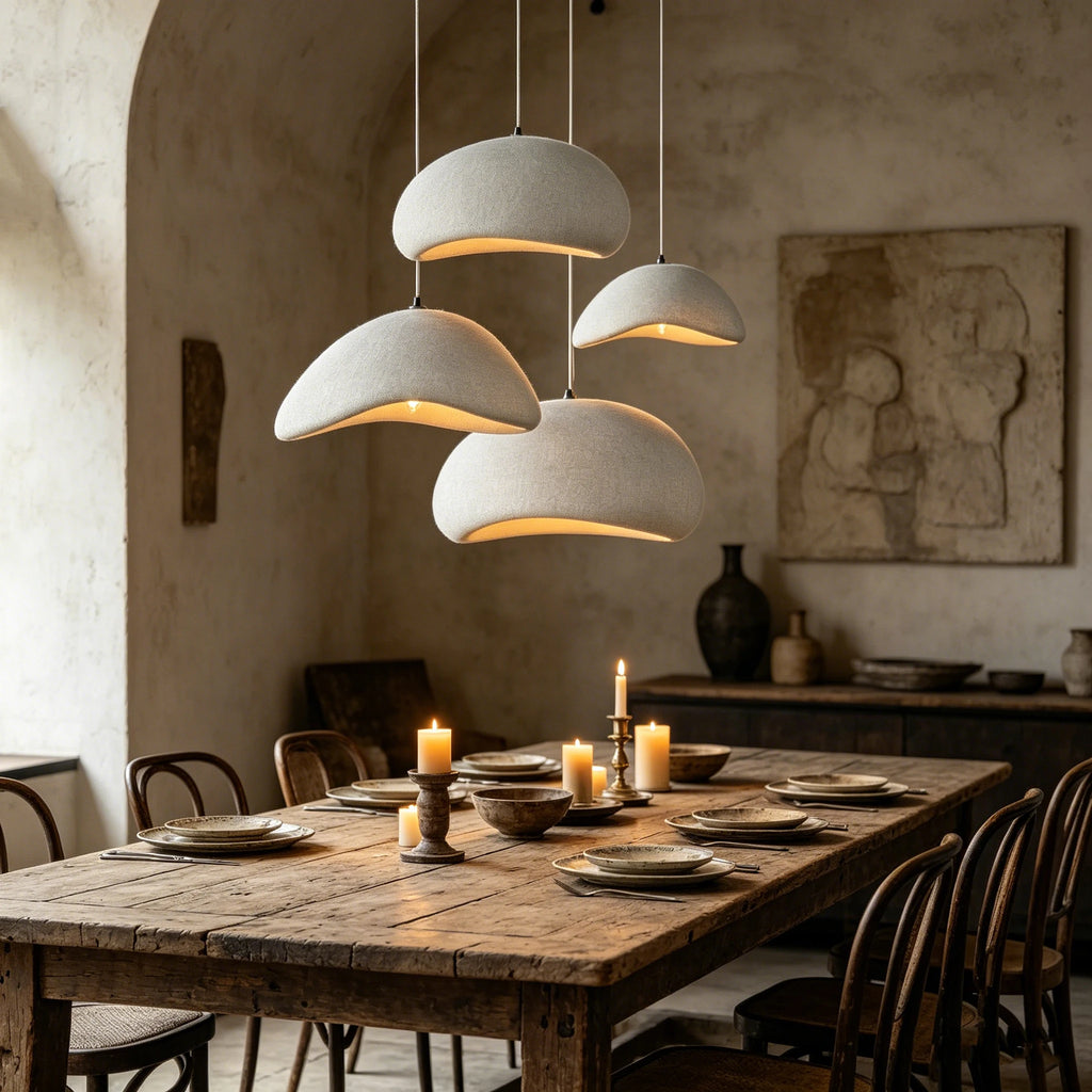 Suspension Wabi-Sabi Galet – Lustre japandi effet pierre Ø 30 / 40 cm