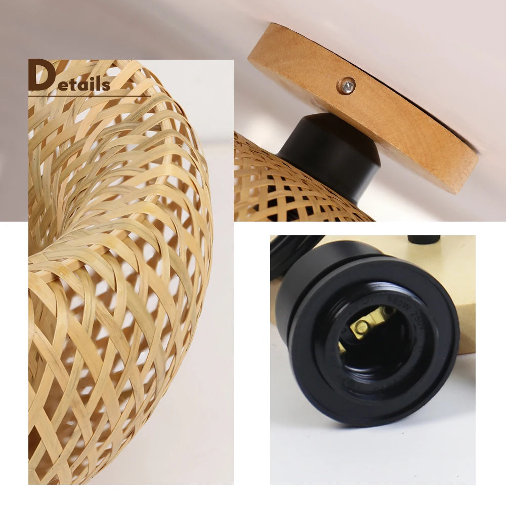 Plafonnier Bambou & Osier – Plafonnier tressé main Ø 30 cm