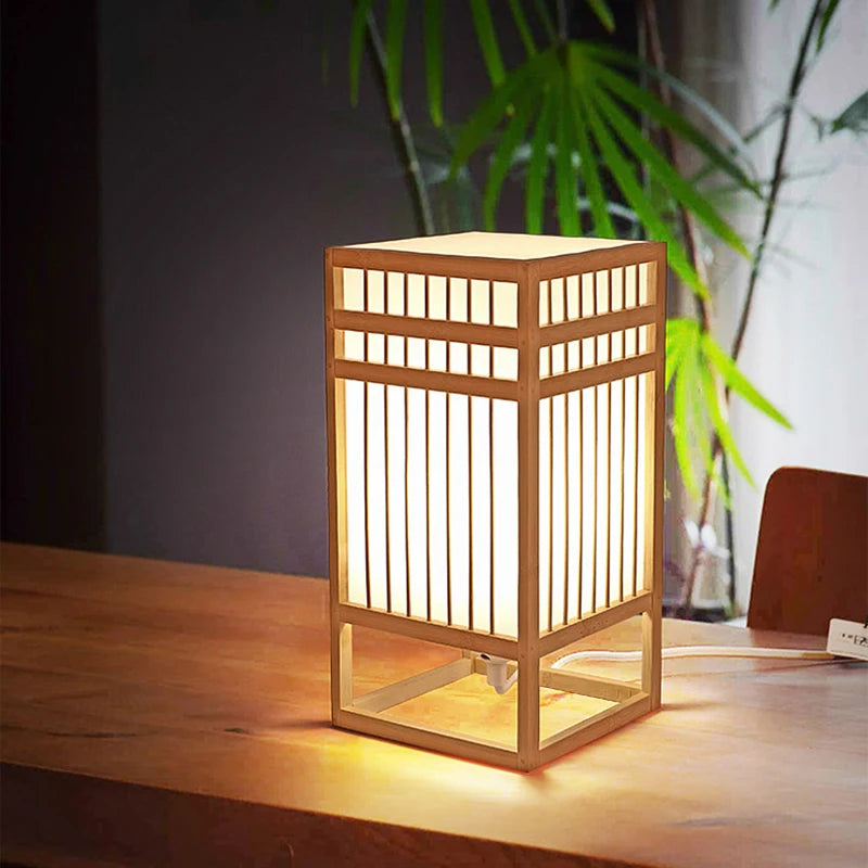 Lampe de Chevet Japonaise – Lanterne bois ou bambou tressé