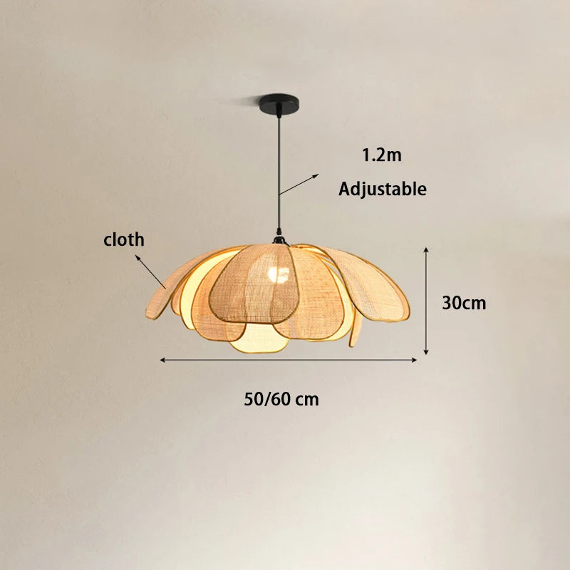 Lustre Pétales Rotin – Suspension rotin naturel tressée main Ø 60 cm