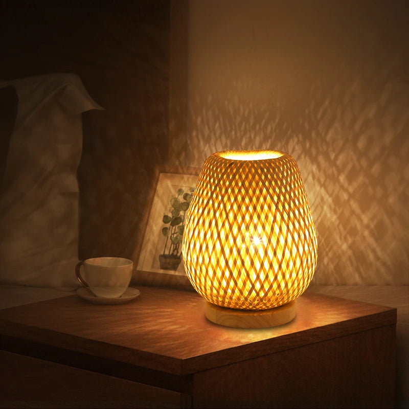 Lampe de Chevet Japonaise – Lanterne bois ou bambou tressé