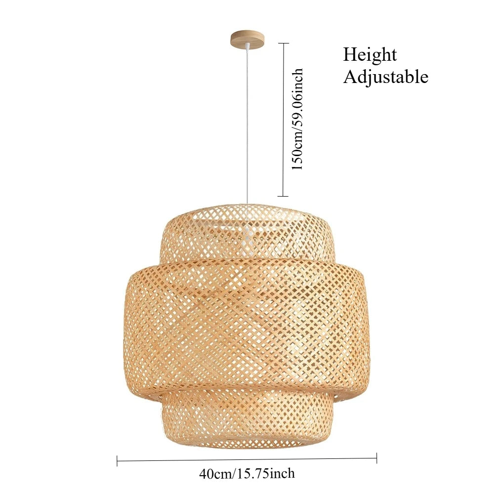 Suspension Bambou Tressée – Lustre bambou tressé main Ø 30 cm