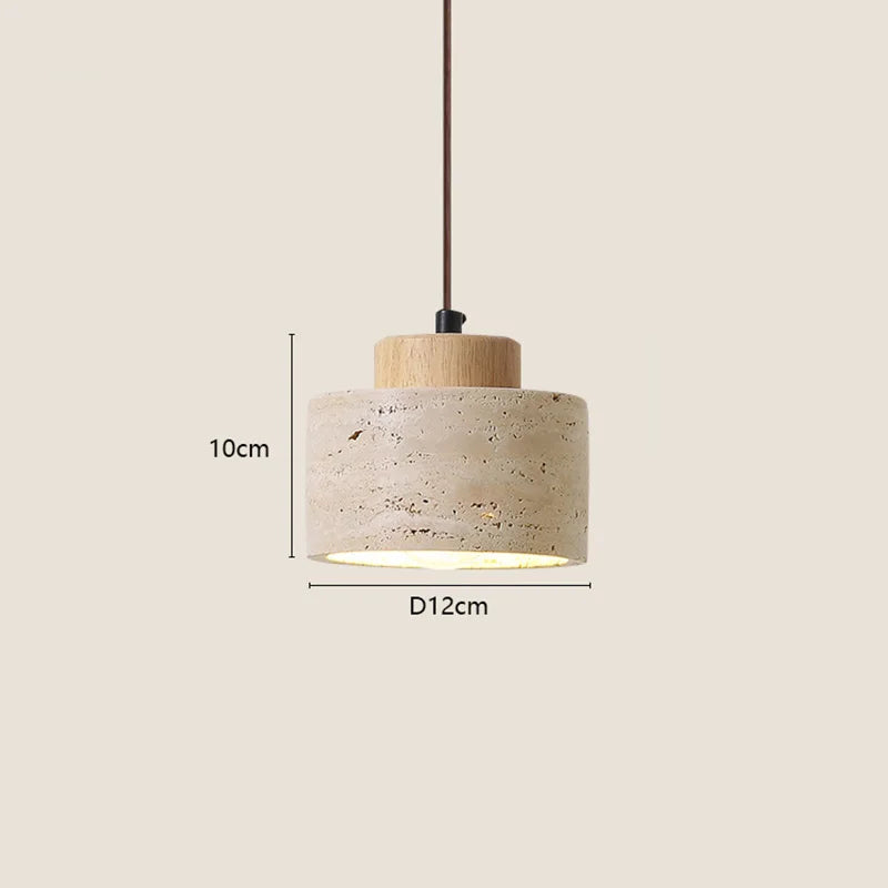 Suspension Travertin & Bois – Petite suspension wabi-sabi, 4 formes