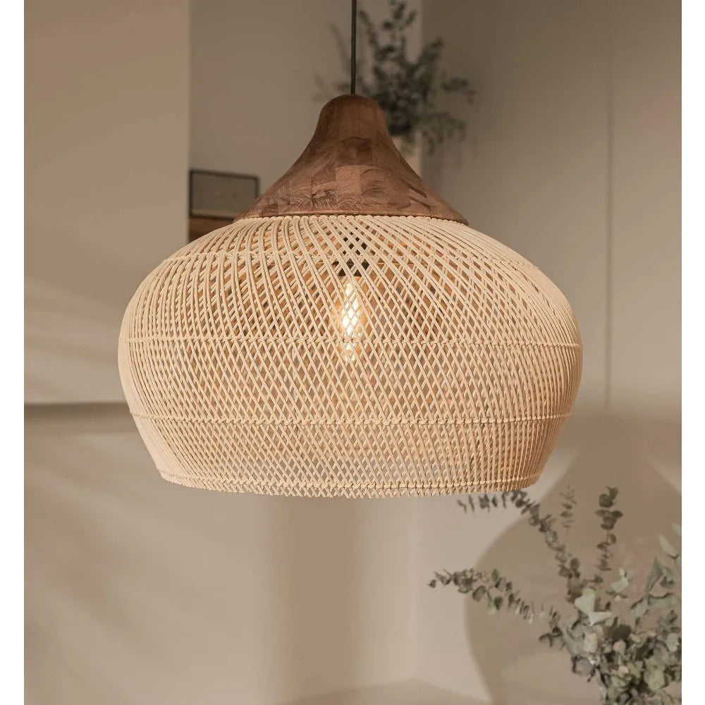 Grand Lustre Osier Naturel – Suspension osier XXL tressée main