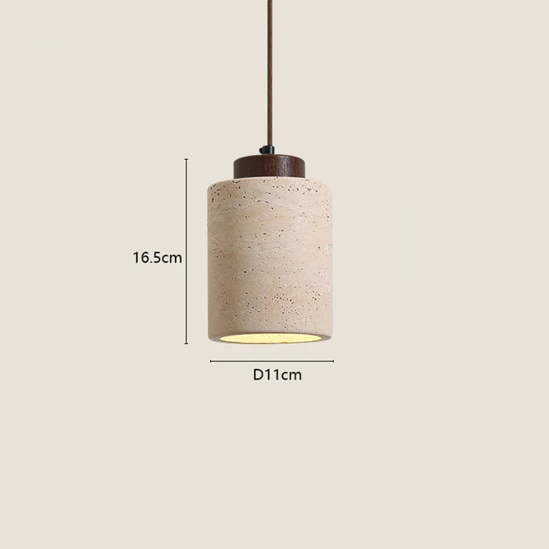 Suspension Travertin & Bois – Petite suspension wabi-sabi, 4 formes
