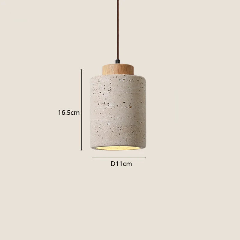 Suspension Travertin & Bois – Petite suspension wabi-sabi, 4 formes