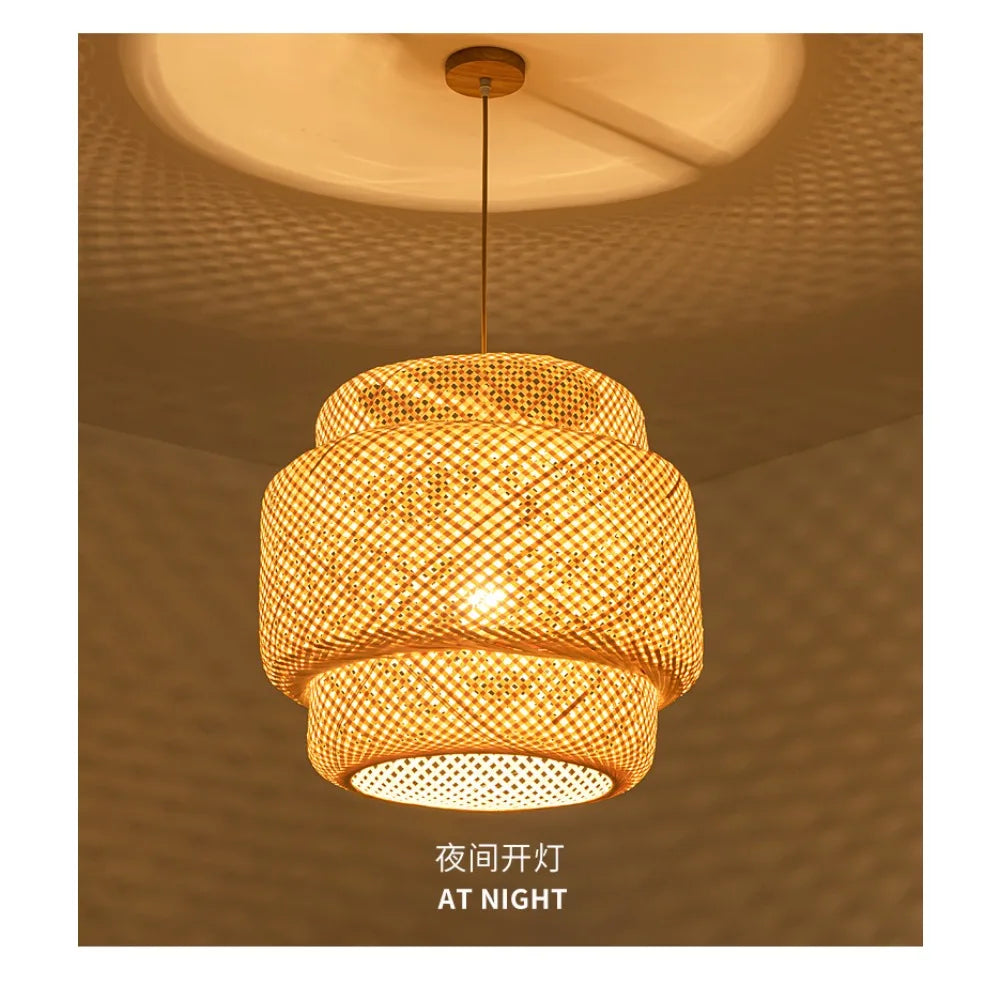 Suspension Bambou Tressée – Lustre bambou tressé main Ø 30 cm