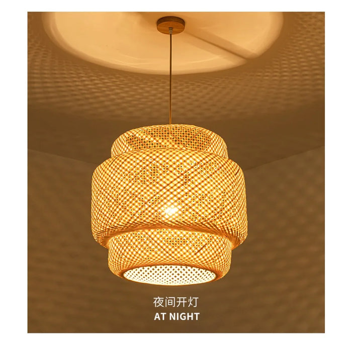 Suspension Bambou Tressée – Lustre bambou tressé main Ø 30 cm