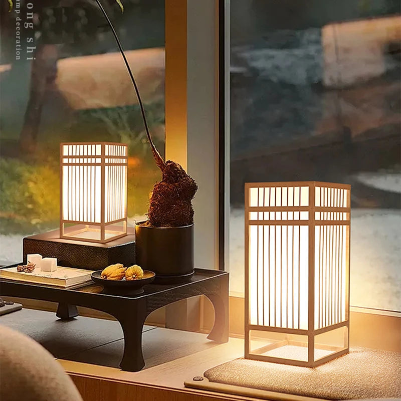 Lampe de Chevet Japonaise – Lanterne bois ou bambou tressé
