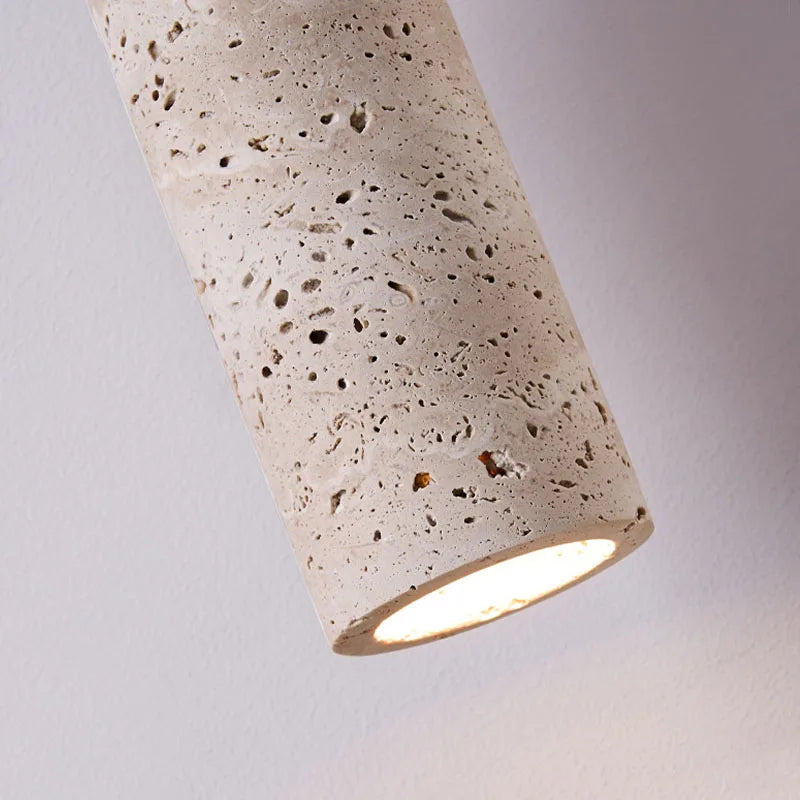 Suspension de Chevet Travertin – Bois foncé et pierre, style japonais