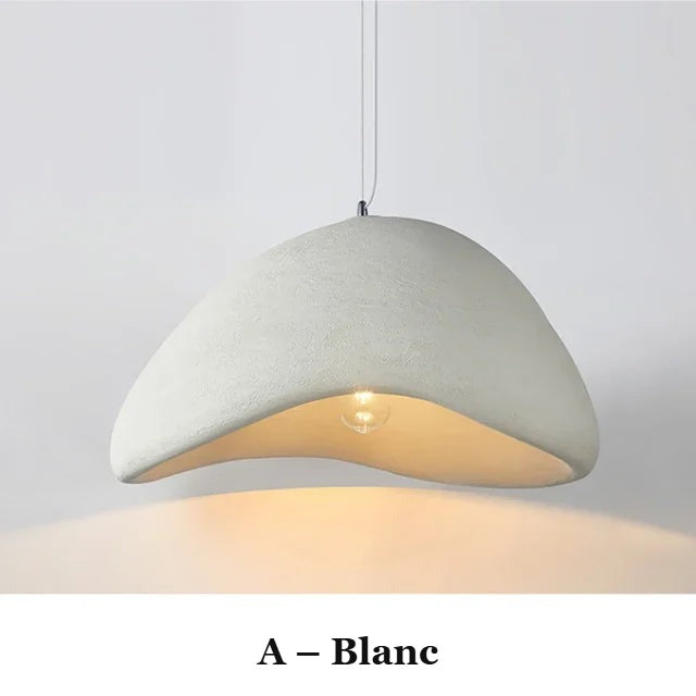 Suspension Wabi-Sabi Galet – Lustre japandi effet pierre Ø 30 / 40 cm
