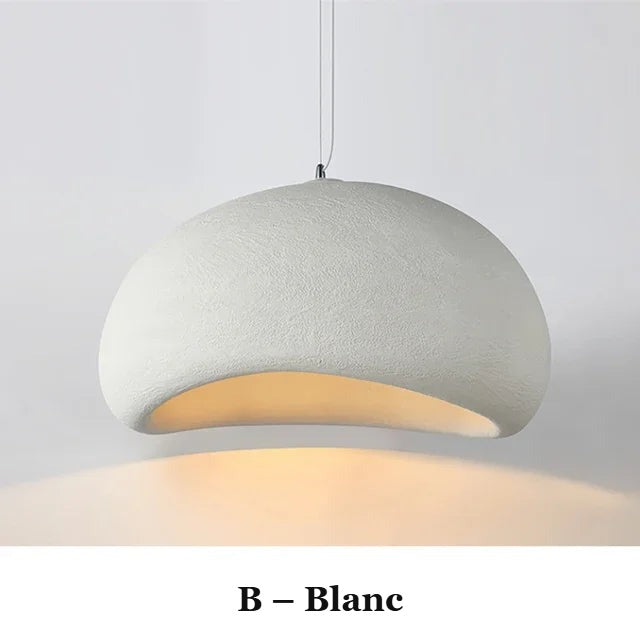 Suspension Wabi-Sabi Galet – Lustre japandi effet pierre Ø 30 / 40 cm