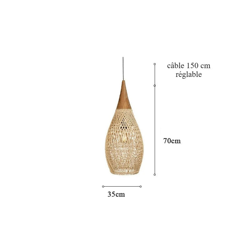 Grand Lustre Osier Naturel – Suspension osier XXL tressée main