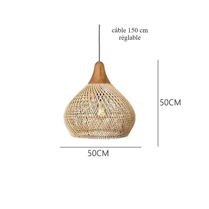 Grand Lustre Osier Naturel – Suspension osier XXL tressée main