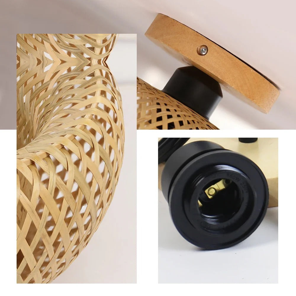 Plafonnier Bambou & Osier – Plafonnier tressé main Ø 30 cm