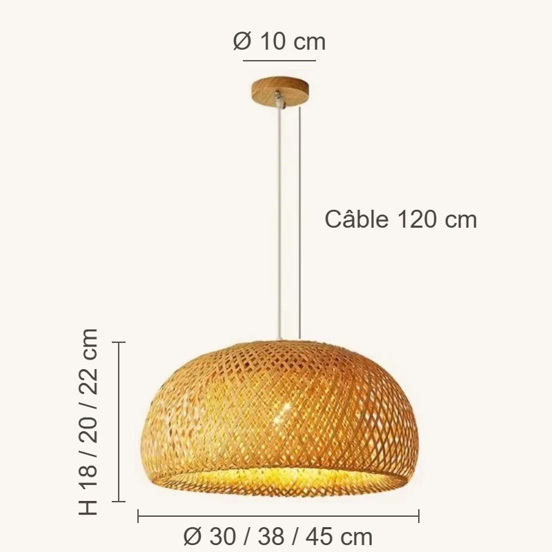 Suspension Bambou Dôme – Lustre bambou tressé main Ø 30 / 38 / 45 cm